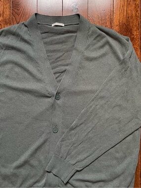 Men's V-Neck Button Cardigan Sweater - Dark Gray